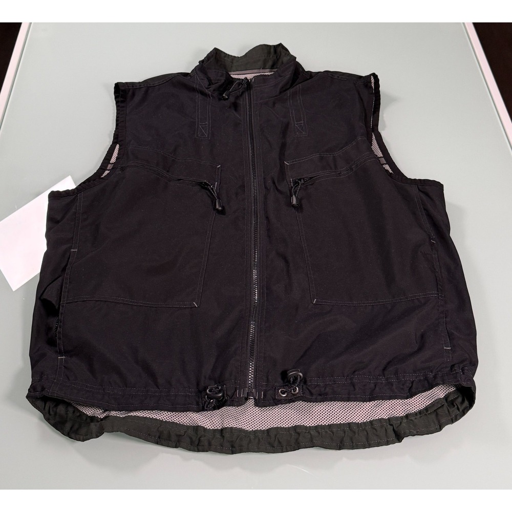 VTG Y2K GAP Utility Vest Mens XL Black Front Zip Light Weight Casual Preppy
